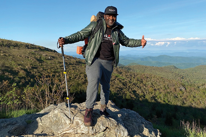 Earl B. Hunter Jr. says his company, Black Folks Camp Too, combines his marketing expertise in the RV industry with his encouragement for Black Americans to go camping, as he does.