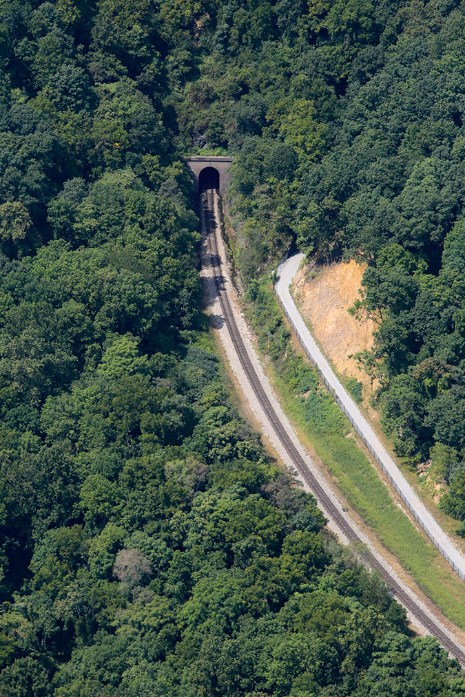 This aerial view provides only a hint of the rise and scope of the mountain that Claudius Crozet’s engineering conquered.