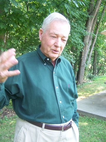 Bud Robertson talks after a re-shoot outside the studios of Blue Ridge Public Television in Roanoke, VA.