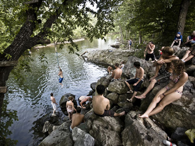This swimming hole, popular with locals, is along the North Fork of the Shenandoah River in Broadway, Va.