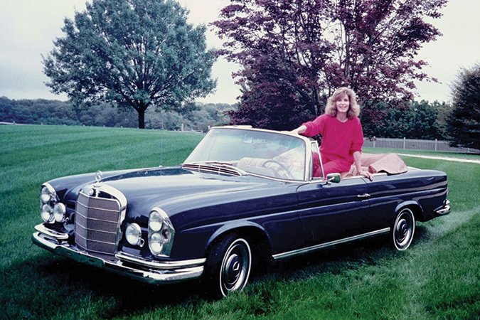 Actress Stephanie Powers in her 1967 Mercedes in a 1988 photo.