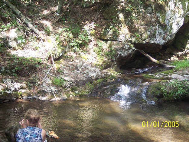 Gail, the crayfish and the new binoculars. Disregard time/date stamp on photo (camera needs to be re-set).