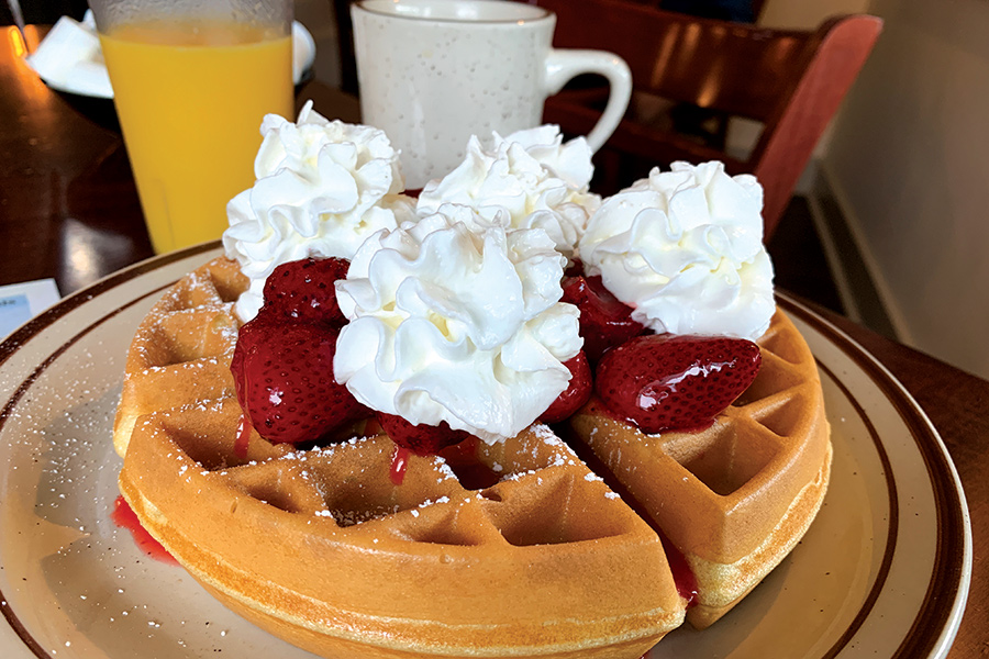 Batter for the Villa’s Belgian waffles is house-made.