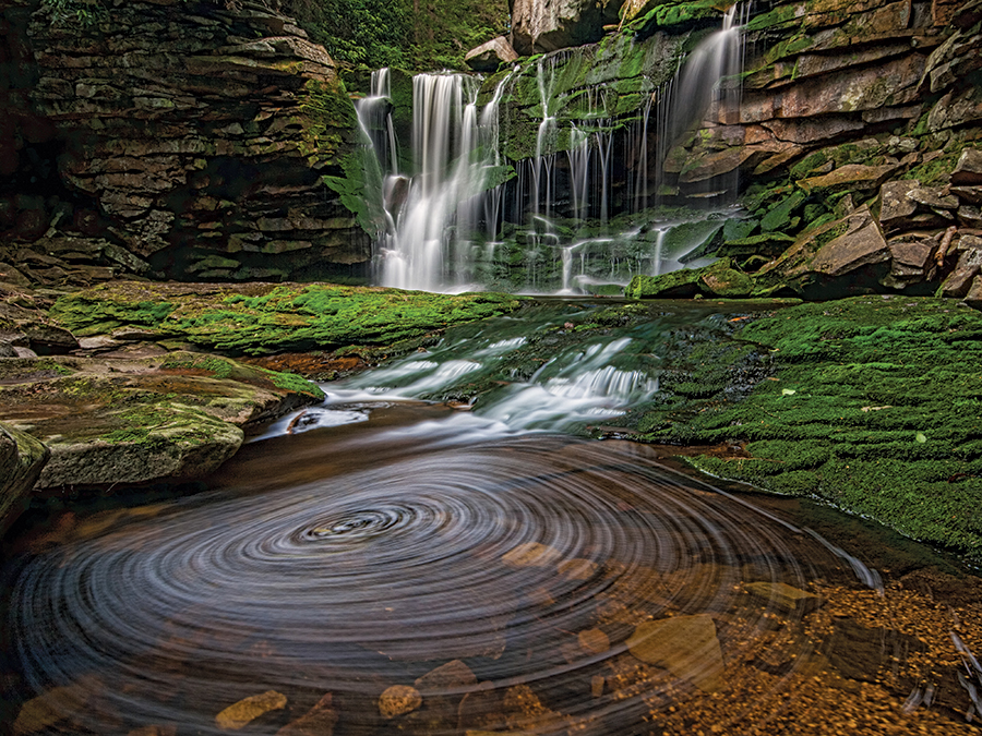 Elakala Falls #1, near Davis, West Virginia. 
The falls is an easy walk from the lodge at Blackwater Falls State Park, and often offers the swirl effect in the photo.