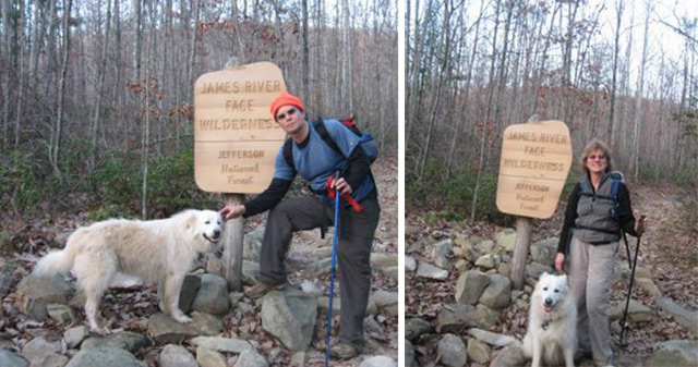 Kurt and Gail with guest trail dog Fluff.