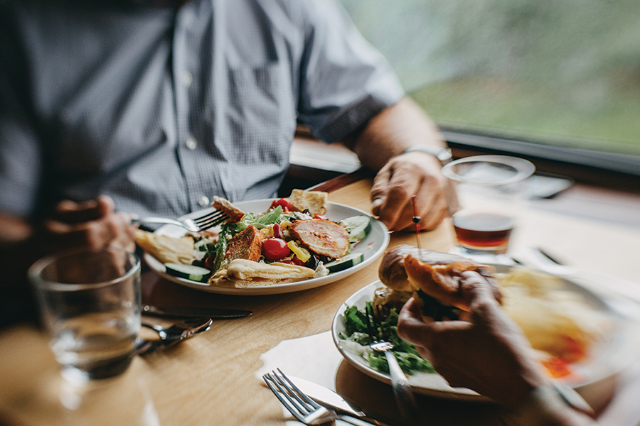 Generous portions often lead to carryout boxes.