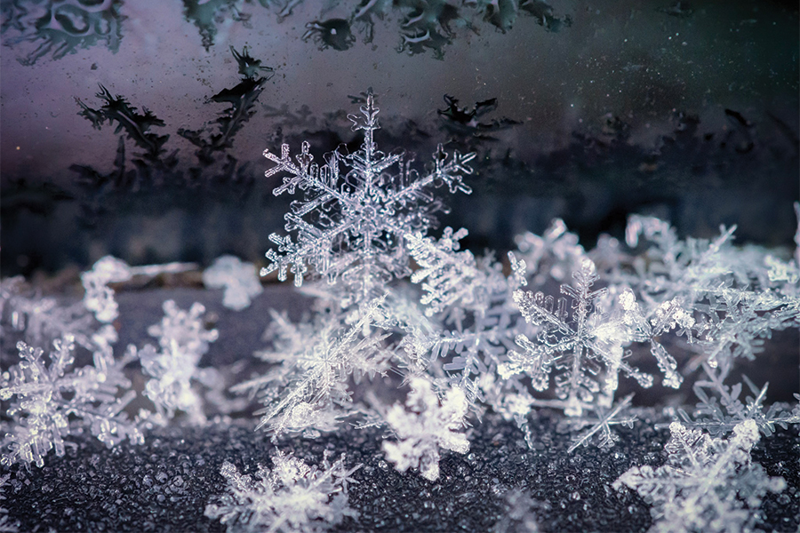 Tiny crystalline beauties frozen to the edge of a car window in east Tennessee. From the photographer: “Did you know that snow isn’t white? It’s clear, but when light reflects through it, it ends up looking white, especially when you pile millions of flakes on top of each other.”