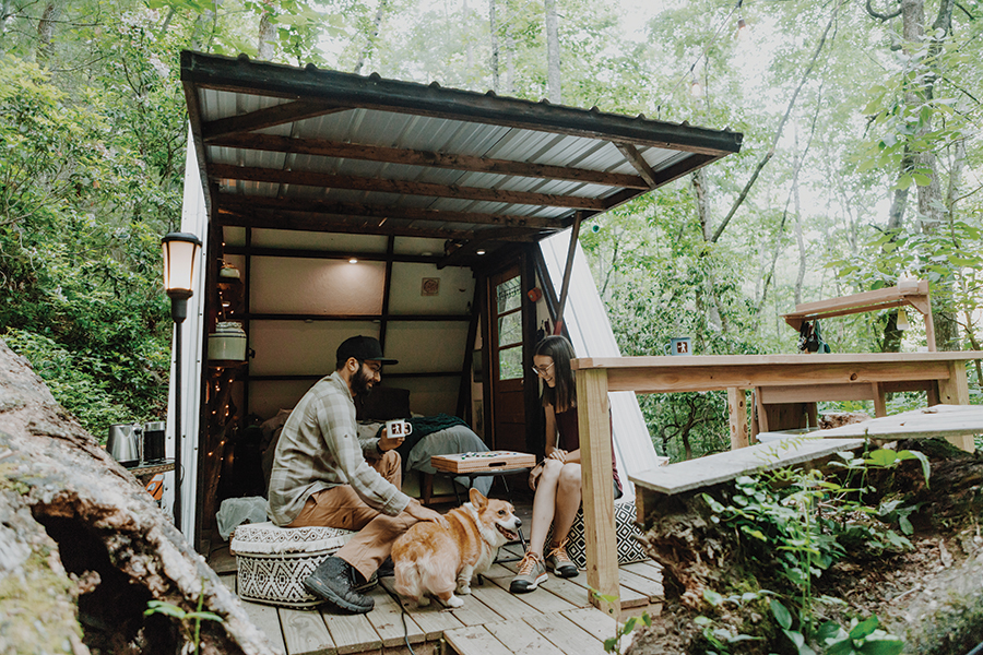 At Nero Coffee + Camp outside of Brevard, North Carolina, hikers and others take a connecting break.