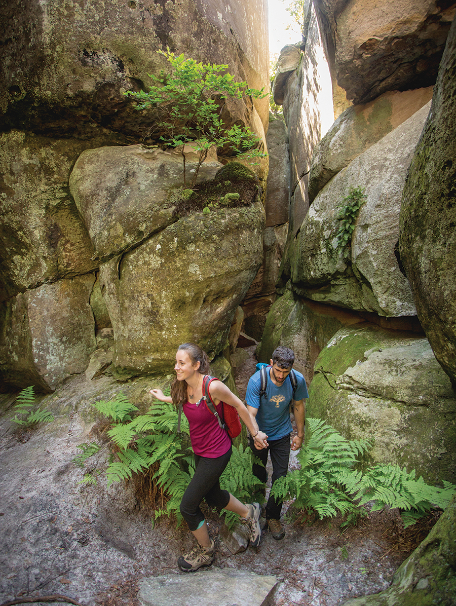 Virginia’s Natural Channels present a maze of boulders creating a crevice 30 feet deep.