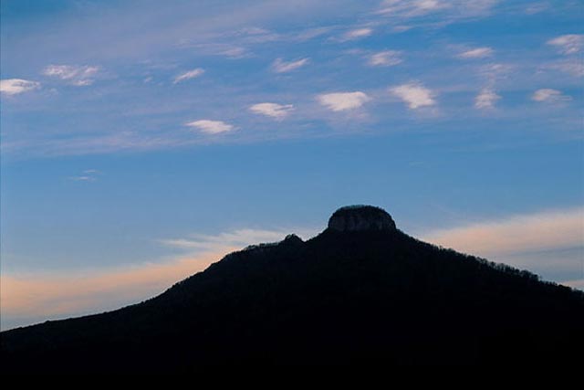 Sunset sky over Pilot Mountain. The view is from U.S. 52.