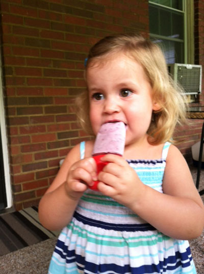 Sydney enjoys her homemade yogurt pop.