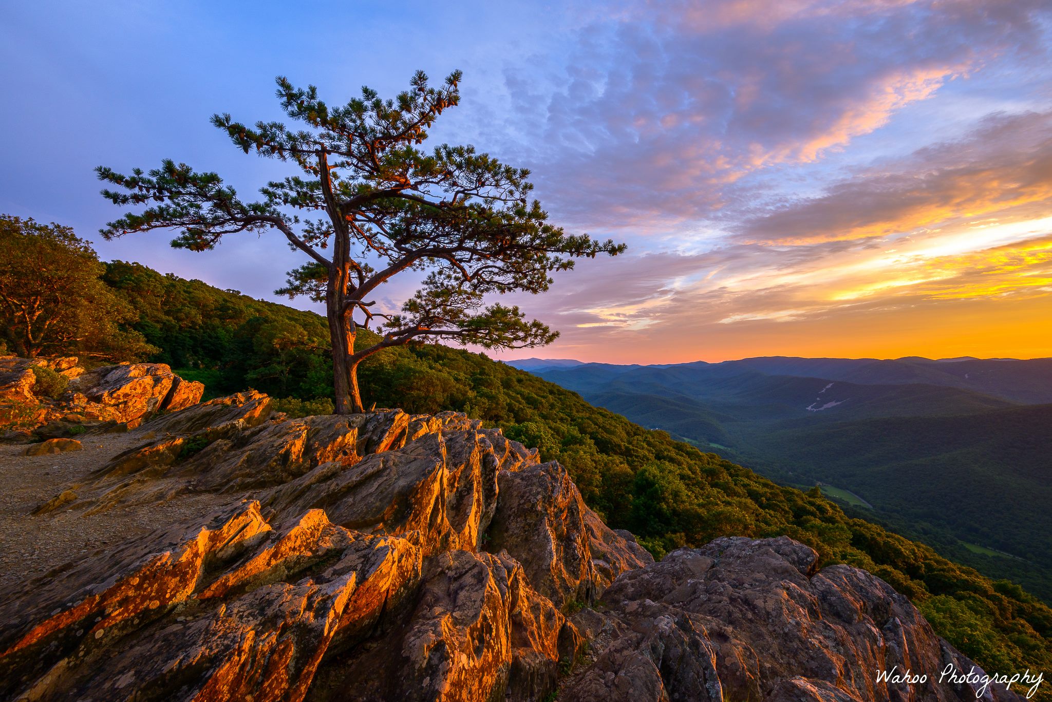 Colorful sunset at Ravens Roost Overlook on the Blue Ridge Parkway from this past weekend