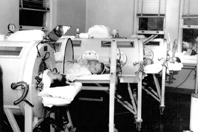 These five Wytheville children were transported to Roanoke Hospital, where they breathed with the assistance of the hospital’s iron lungs.