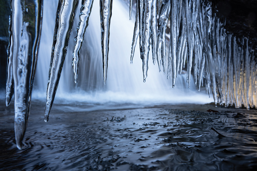 Location: Cedar Rock Falls in North Carolina’s Pisgah National Forest. From the photographer: “The icicles decorate the rock to create a unique wintertime image.”