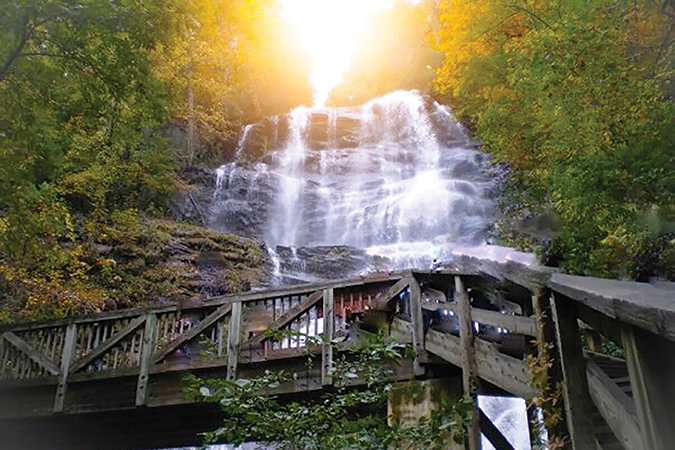 Amicalola State Park, Georgia, is home to the southern end of the Georgia-to-Maine Appalachian Trail and to its namesake 729-foot waterfall.