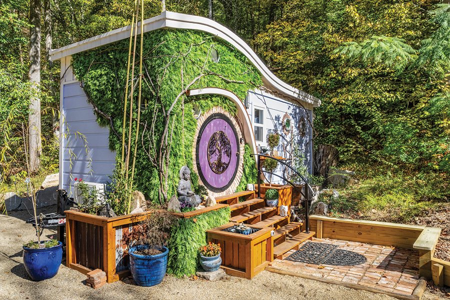 Enjoy the charm of tiny home living  and “Hobbit”-inspired themes at Mountain Shire in Sevierville, Tennessee.