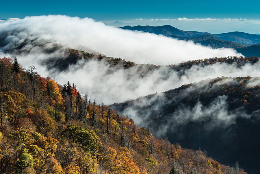 Autumn morning vista from the East Fork Overlook on the Blue Ridge Parkway in Western North Carolina (Milepost 418.3).