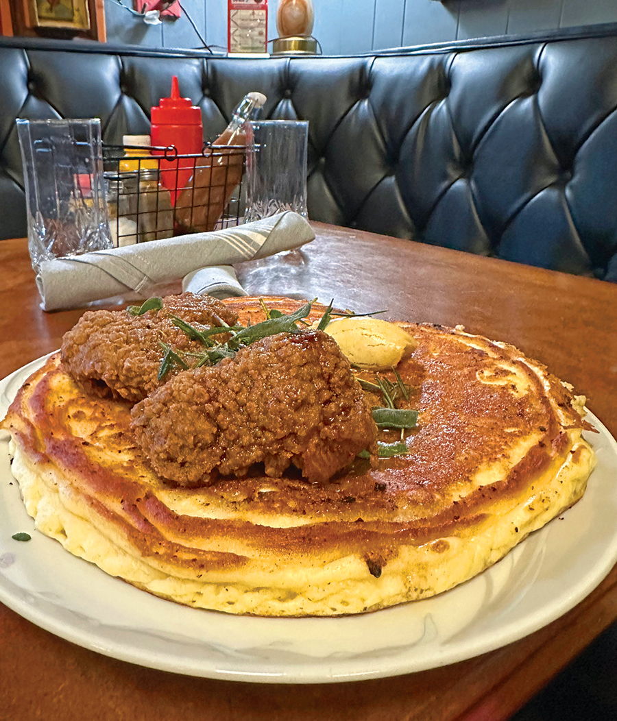 Goff says a pancake is a perfect foundation for fried chicken.