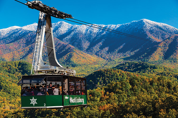 Departing regularly from downtown Gatlinburg, Tennessee, Ober Gatlinburg’s 120-passenger aerial tramway provides breathtaking views of the Great Smoky Mountains along its 2.1-mile journey.