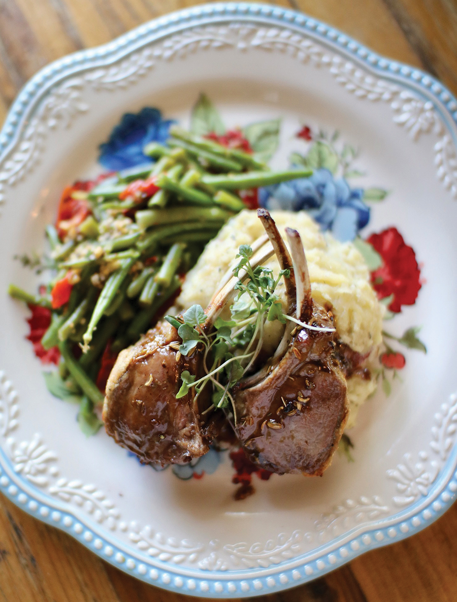 Paris & Company Our Dijon Crusted Rack of Lamb is just one of the dishes that brings France to Young Harris, Georgia.
