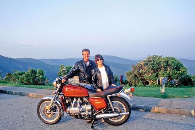 The view from the seat and by the seat. Long time parkway and hiking enthusiast Lynn Setzer with husband Randall Washington.