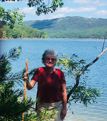 The Day Hiker used a long pole as a sort of safety blanket on her first few hikes back.