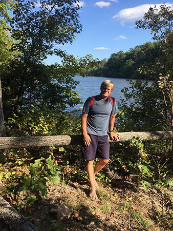10/4/19: Old man poses above Swift Creek Lake at Pocahontas State Park.