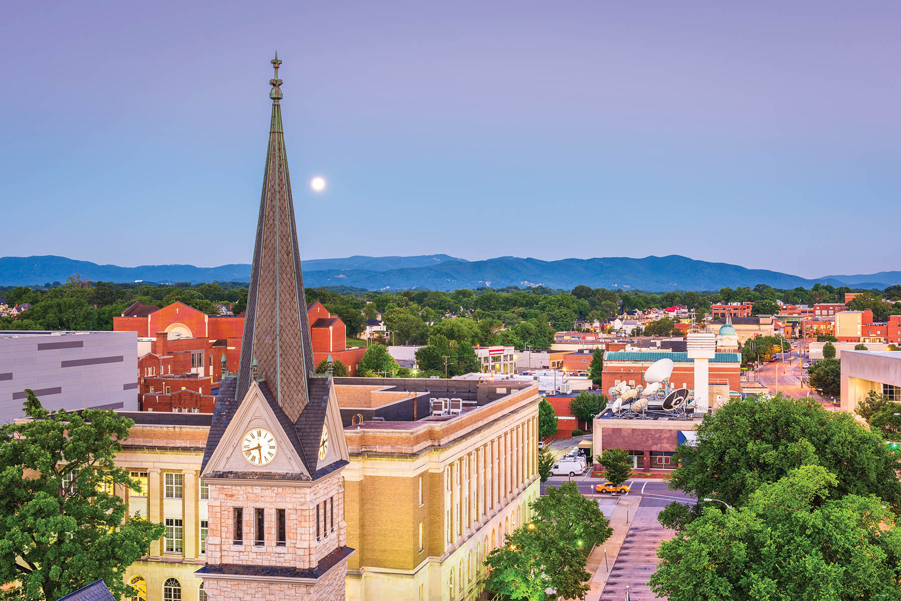 Roanoke, Virginia, USA downtown skyline at dawn