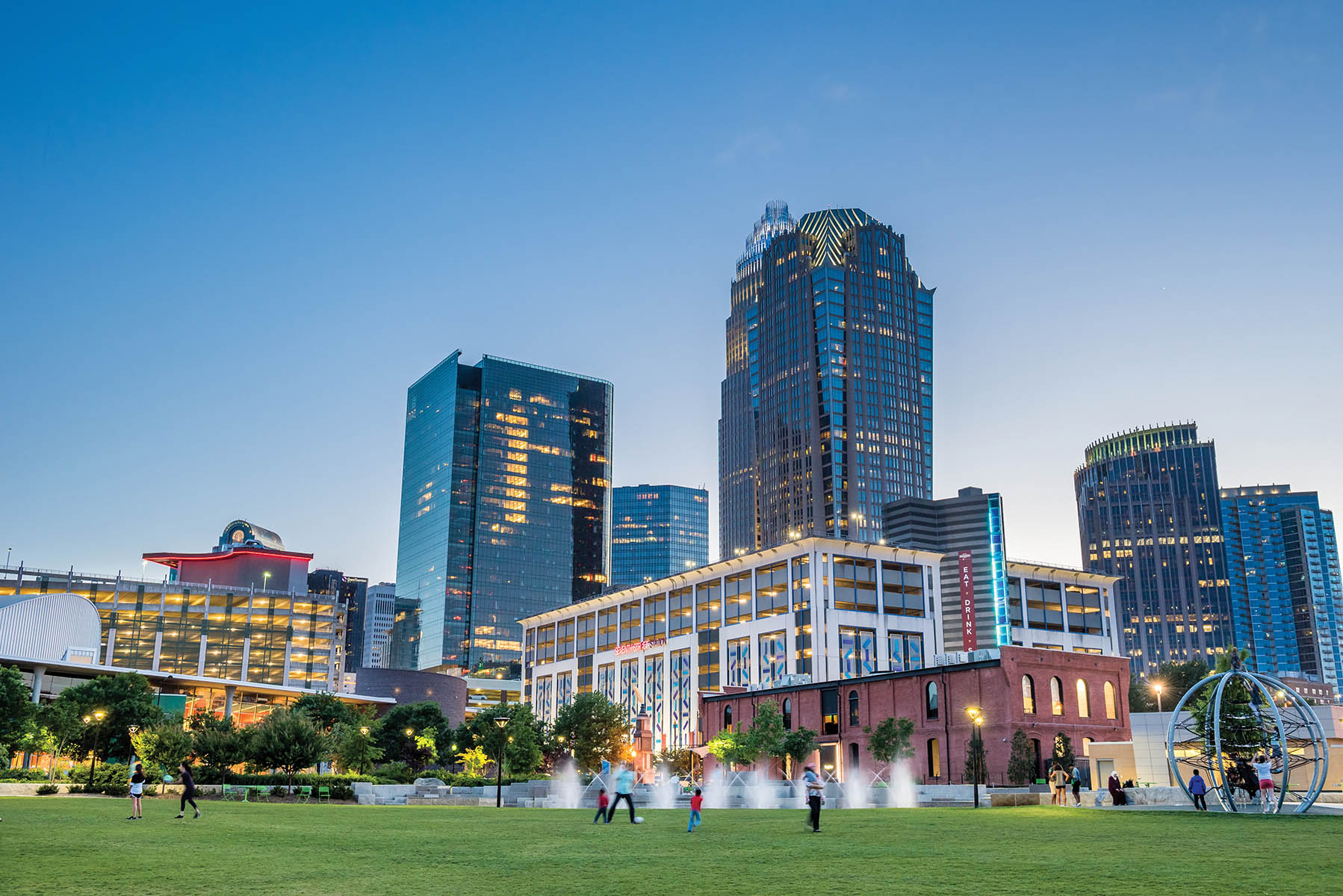 Uptown Charlotte Dusk Skyline from First Ward 2