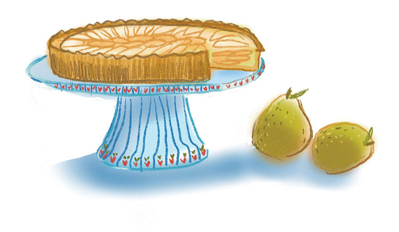 pear tart illustration