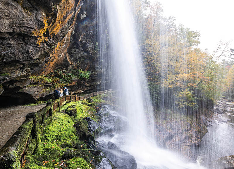 Near Highlands, North Carolina, Nantahala National Forest is home to several waterfalls, including Dry Falls, a 75-foot stunner visitors can walk behind. 