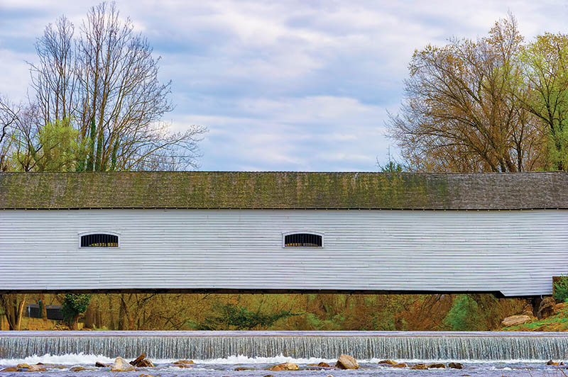 Elizabethon, Tennessee, is home to a 134-foot covered bridge that was built in 1882.