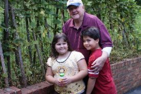 Jack Higgs, his garden and his grandchildren.