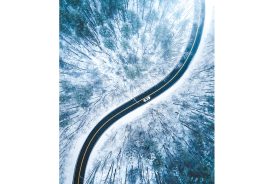 Kreiss, intrigued by the contrast between the snow and the road, used his drone to look down on U.S. 421 between Bristol and Damascus,Virginia.