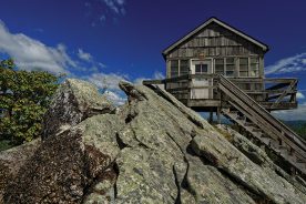 The Hanging Rock Raptor Observatory sits atop the sloping rocks of Peters Mountain in Monroe County, West Virginia.