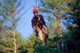 The Beanstalk Journey zip line near Morganton, N.C. offers a kid-friendly line connecting a series of tree houses.
