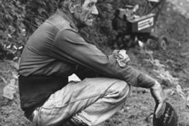 David Messer, resting from tilling field, 2003. Indian Grave Gap, Madison County, N.C.