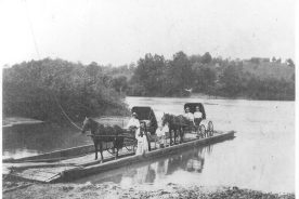 The last poled ferry in the nation operated for about 140 years at Scottsville, VA. The re-created flat-bottomed wooden ferry was made from 19th-century materials.