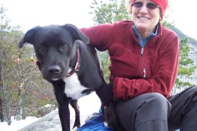 Gail and Cookie on Carvins Cove hike.