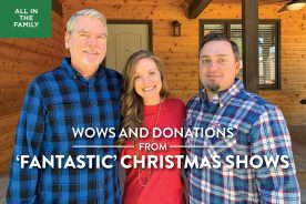 From left to right: Keith Glover, Mikki Glover Hale and Josh Glover. Collectively, they may well be the first family of outdoor Christmas displays.