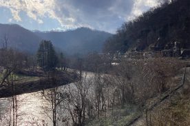 The Tug River flows the length of Matewan between West Virginia and Kentucky.