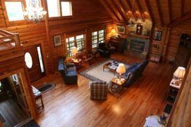 Vaulted ceilings are stunning in the cedar log inn.