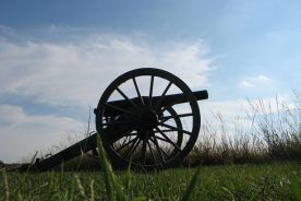 One of the many refurbished cannons at Gettysburg National Military Park. .