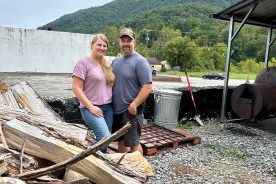 Josh and Courtney Cress rely on hickory wood to create their barbecue at Kane Street Smokehouse in Gate City, Virginia.
