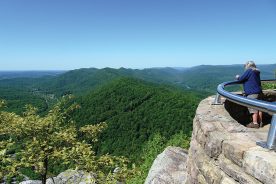 The view from Pinnacle Overlook is of Tri-State Peak, Cumberland Mountain and Fern Lake.