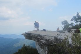 Kurt, Gail, Cookie and a lot of other beings on McAfee Knob, September 9, 2013.