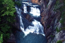 L'Eau d'Or and Tempesta falls offer this stunning view from the north rim of the gorge.