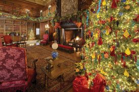 More than 10,000 ornaments, glowing fireplaces, soft candlelight and live music create holiday ambiance at the Biltmore Estate in Asheville, North Carolina.