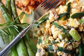 Asparagus, ramps and morels find a glorious combination with butter, eggs and cheese.