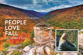 Blackwater Falls State Park, West Virginia, serves as both a place of employment and as a hobby for area native Paulita Cousin (inset).